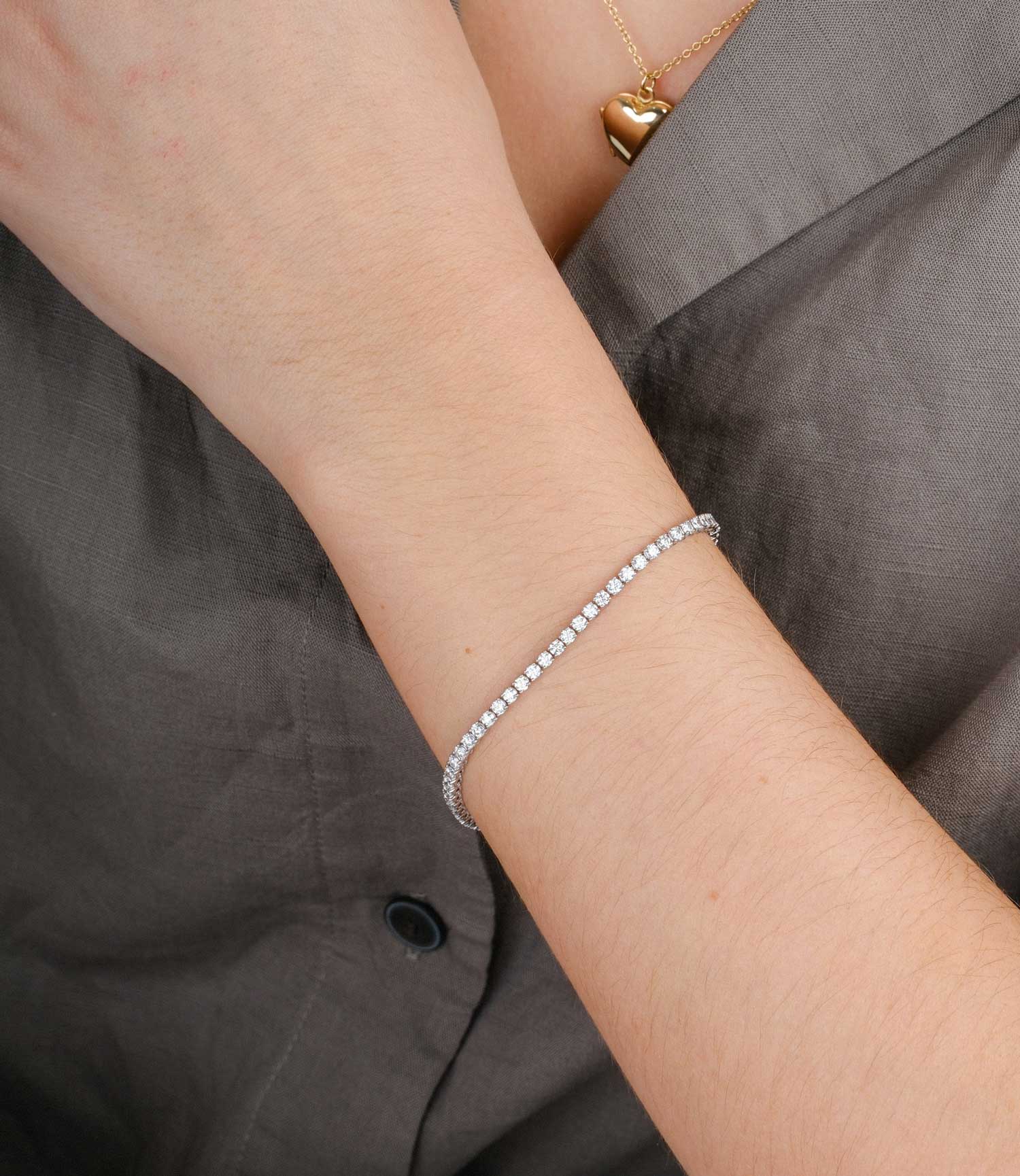 3.28ct Diamond White Gold Tennis Bracelet by ethical jeweller E.C.One London in our B Corp certified workshop