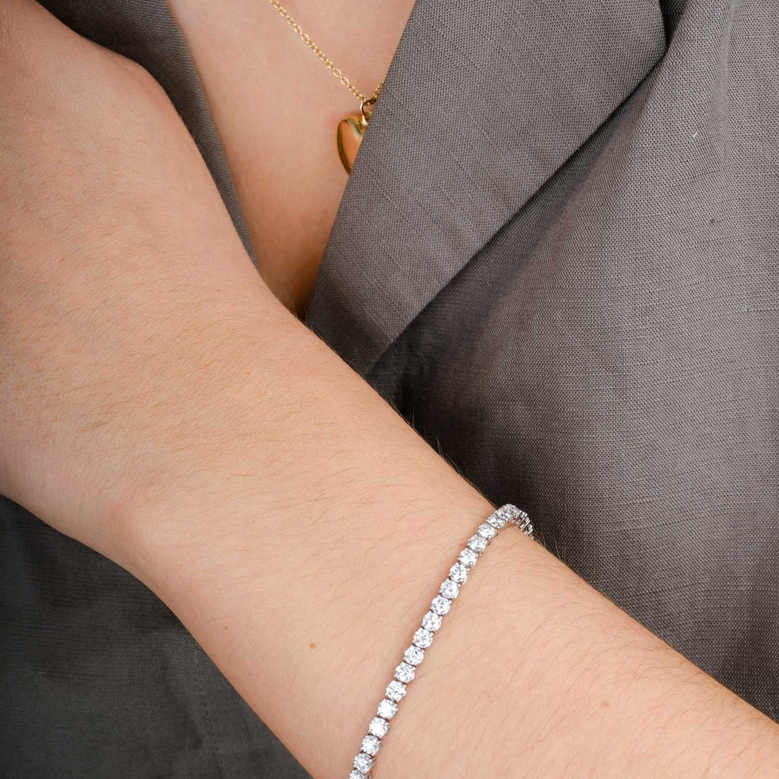 5.86ct Diamond White Gold Tennis Bracelet by ethical jeweller E.C.One London in our B Corp certified workshop