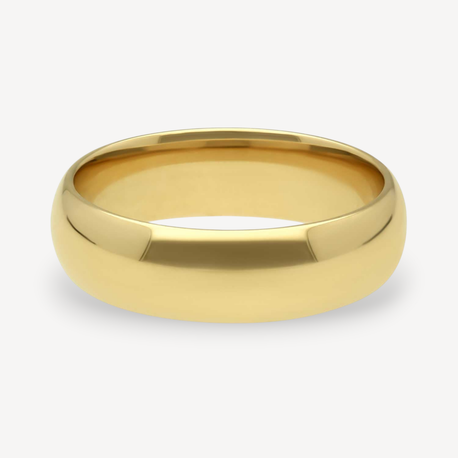 E.C.One Domed Court Wedding Band recycled Yellow Gold 6.0mm ethical B Corp jeweller in London