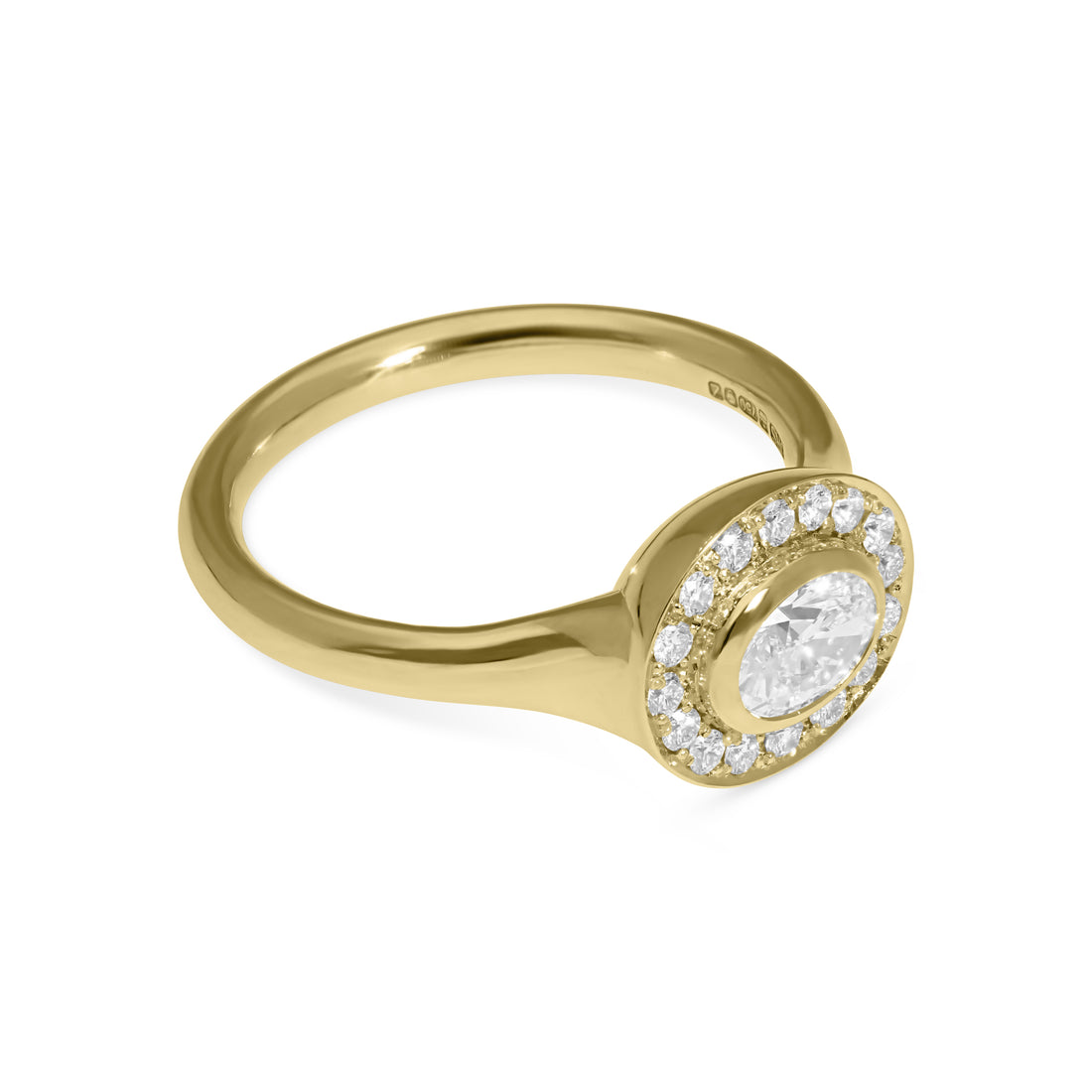FRAME Oval Diamond Gold Ring with Diamond Halo