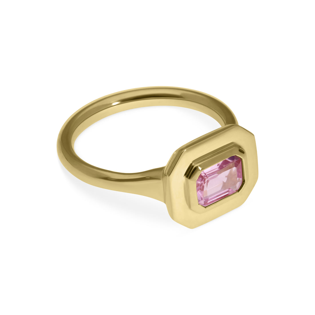 FRAME Gold Octagonal Pink Sapphire Ring