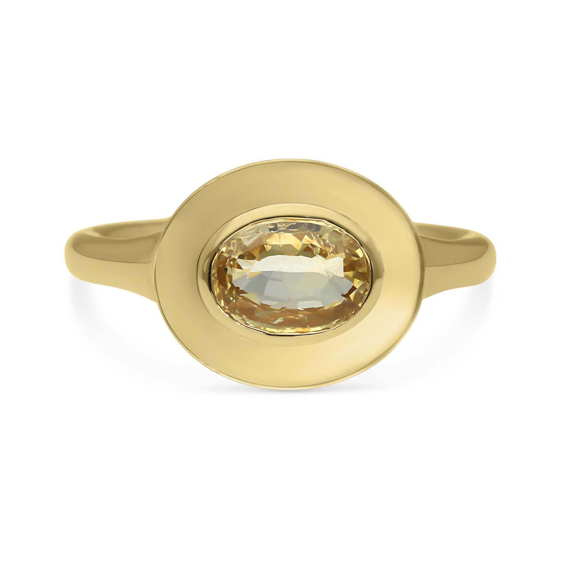 FRAME Gold Oval Yellow Sapphire Ring by ethical jewellers E.C.One London, made in our B Corp London workshop