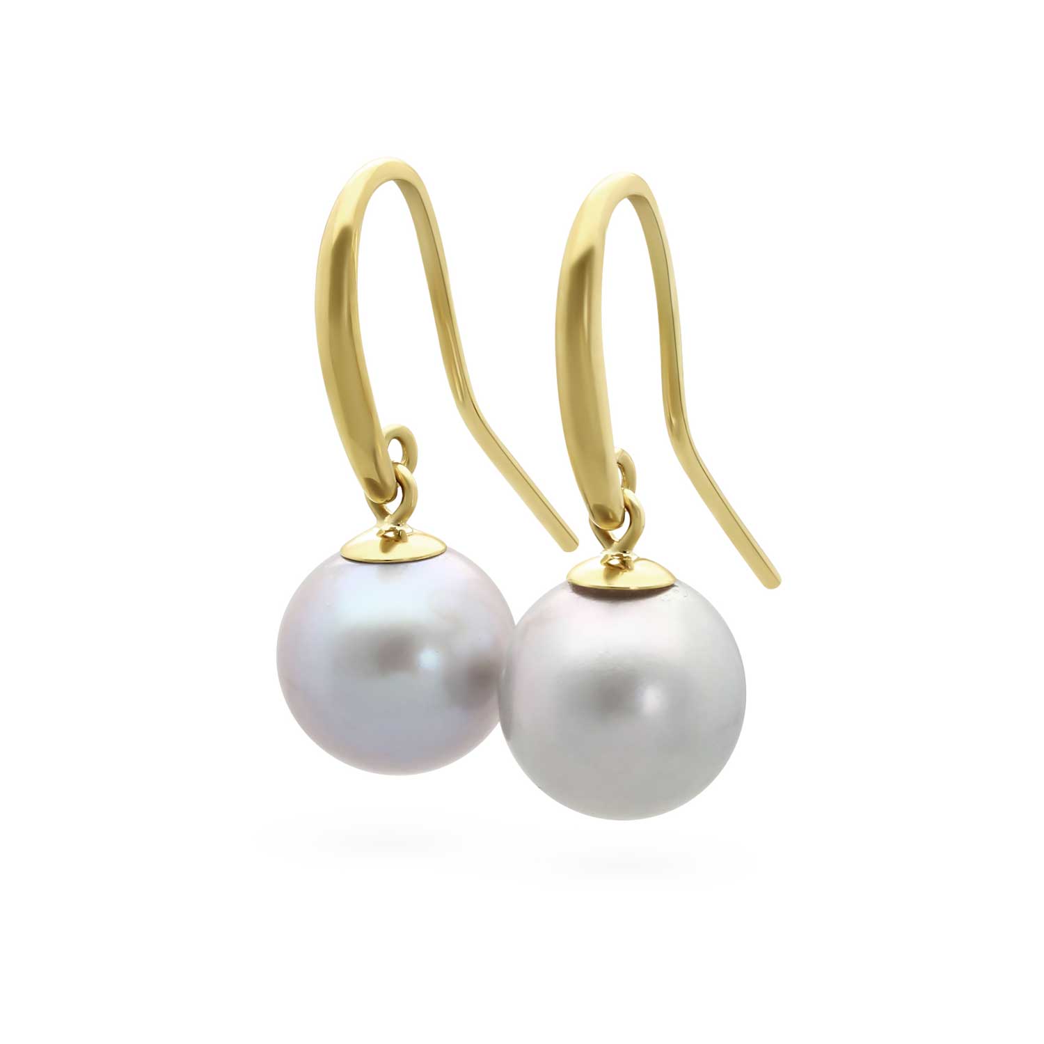 Grey Pearl Earrings Gold Hook Earrings at ethical jeweller E.C.One London