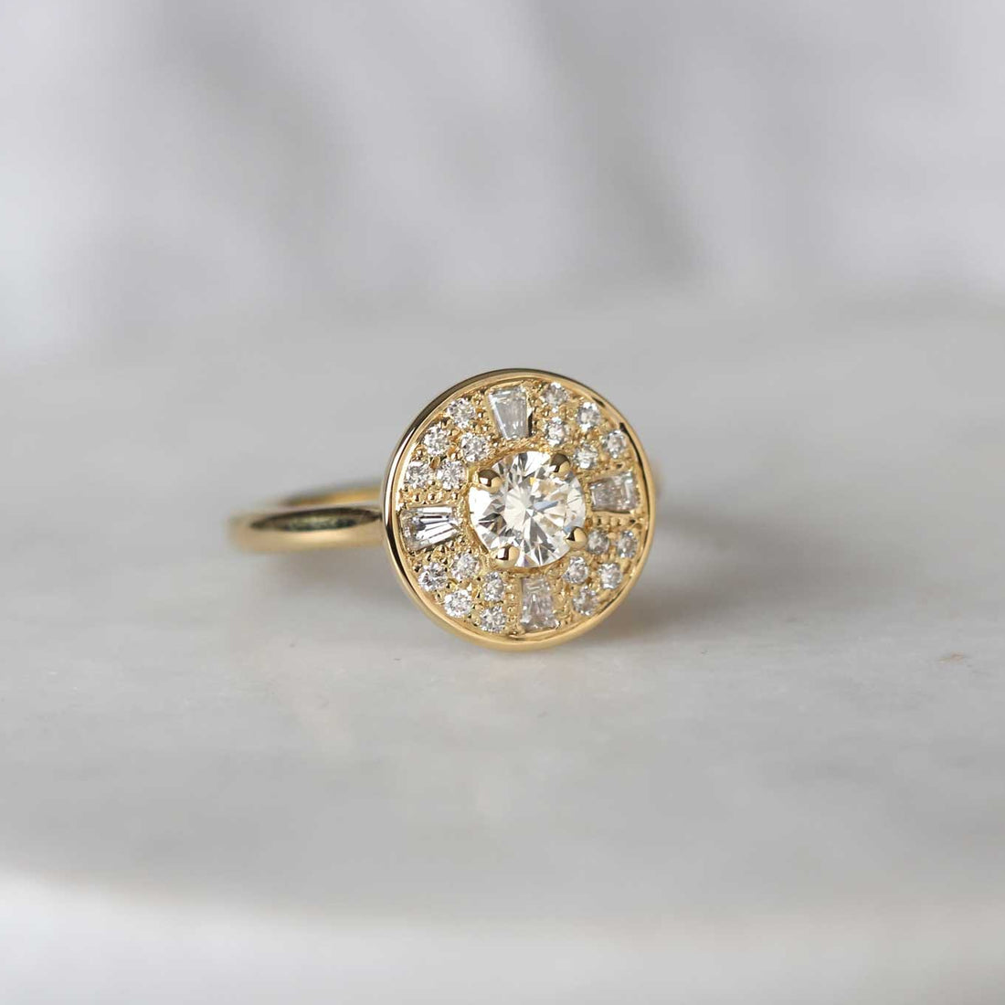 AMELIA Yellow Gold Halo Diamond Engagement Ring