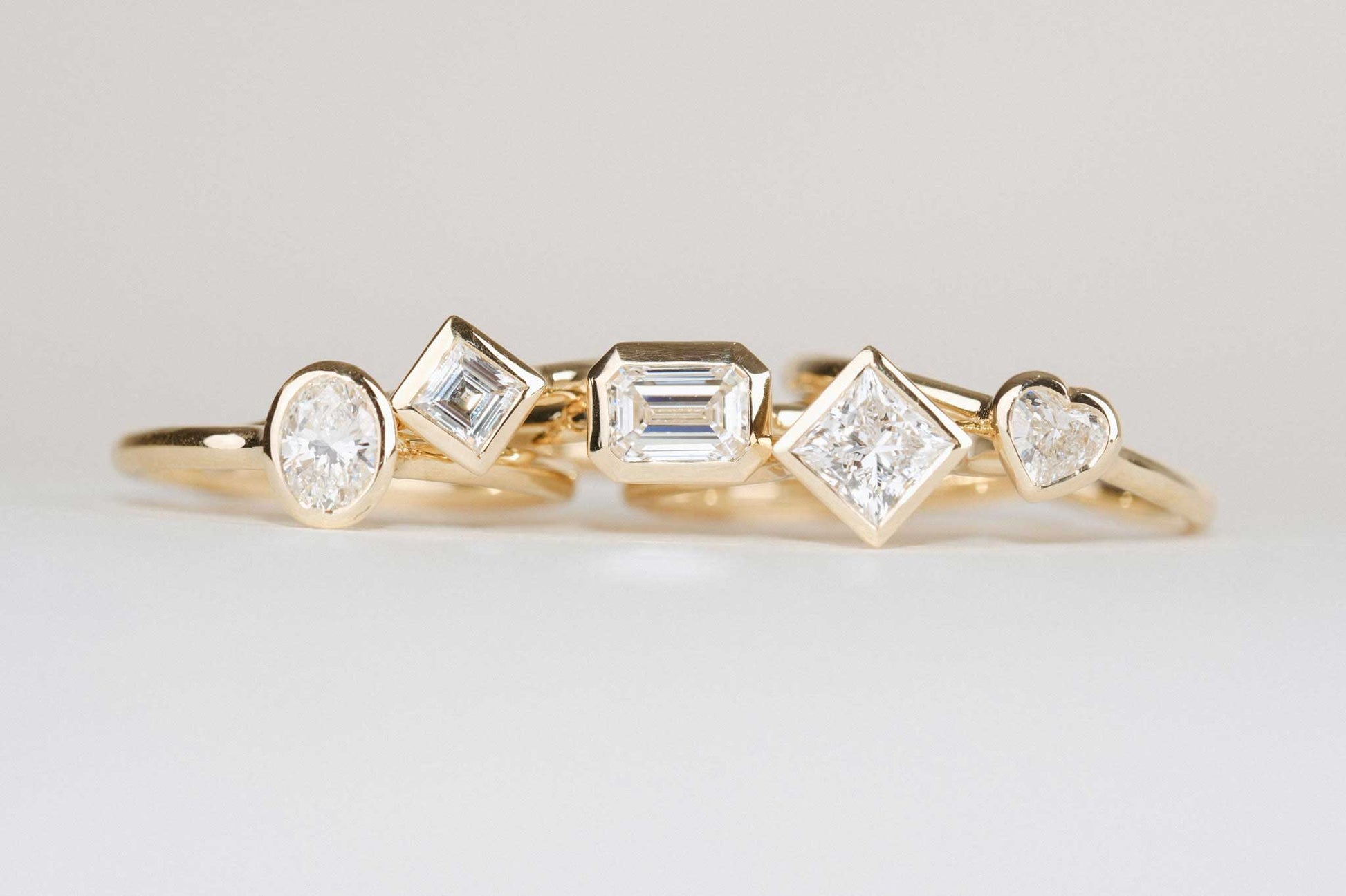 E.C.One AVA Yellow Gold Emerald Cut Diamond Engagement Ring hand made in our B Corp London workshop