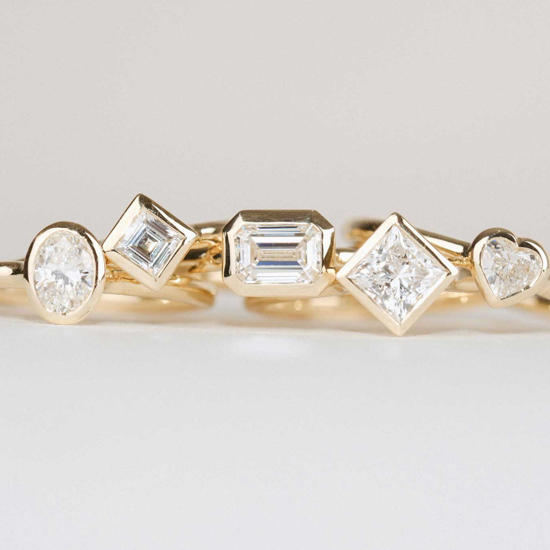 AVA Yellow Gold Emerald Cut Diamond Engagement Ring