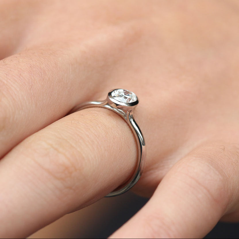 AVA Platinum Oval Diamond Engagement Ring