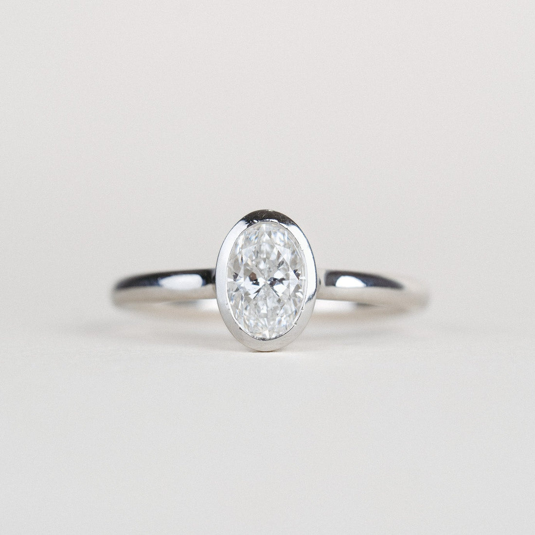 AVA Platinum Oval Diamond Engagement Ring