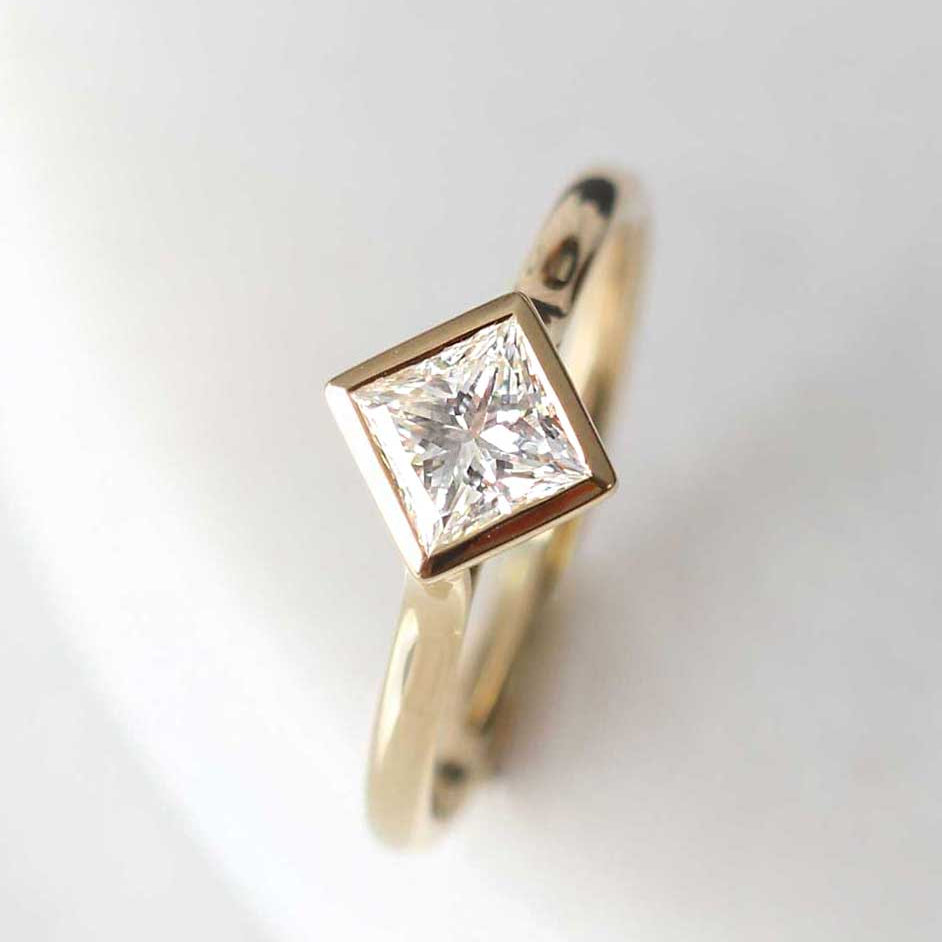 AVA Yellow Gold Princess Diamond Engagement Ring