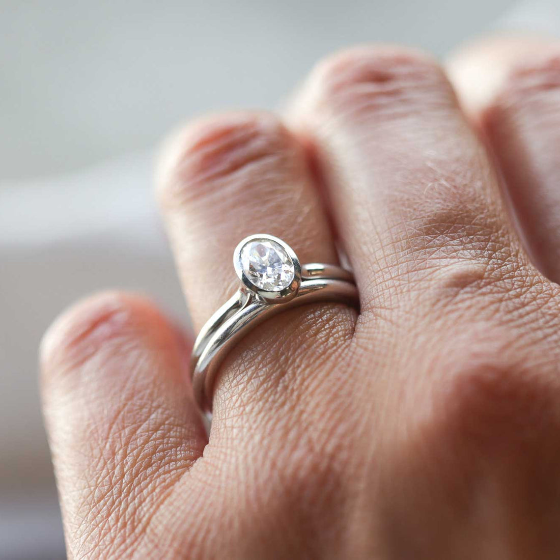 AVA Platinum Oval Diamond Engagement Ring