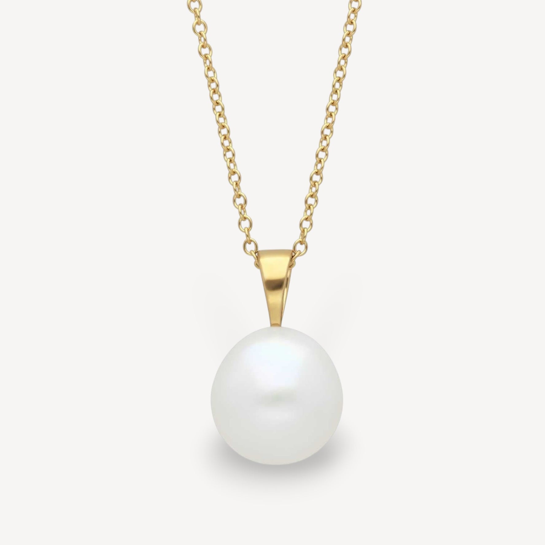 White Baroque Pearl Gold Pendant Necklace at ethical jeweller E.C.One London
