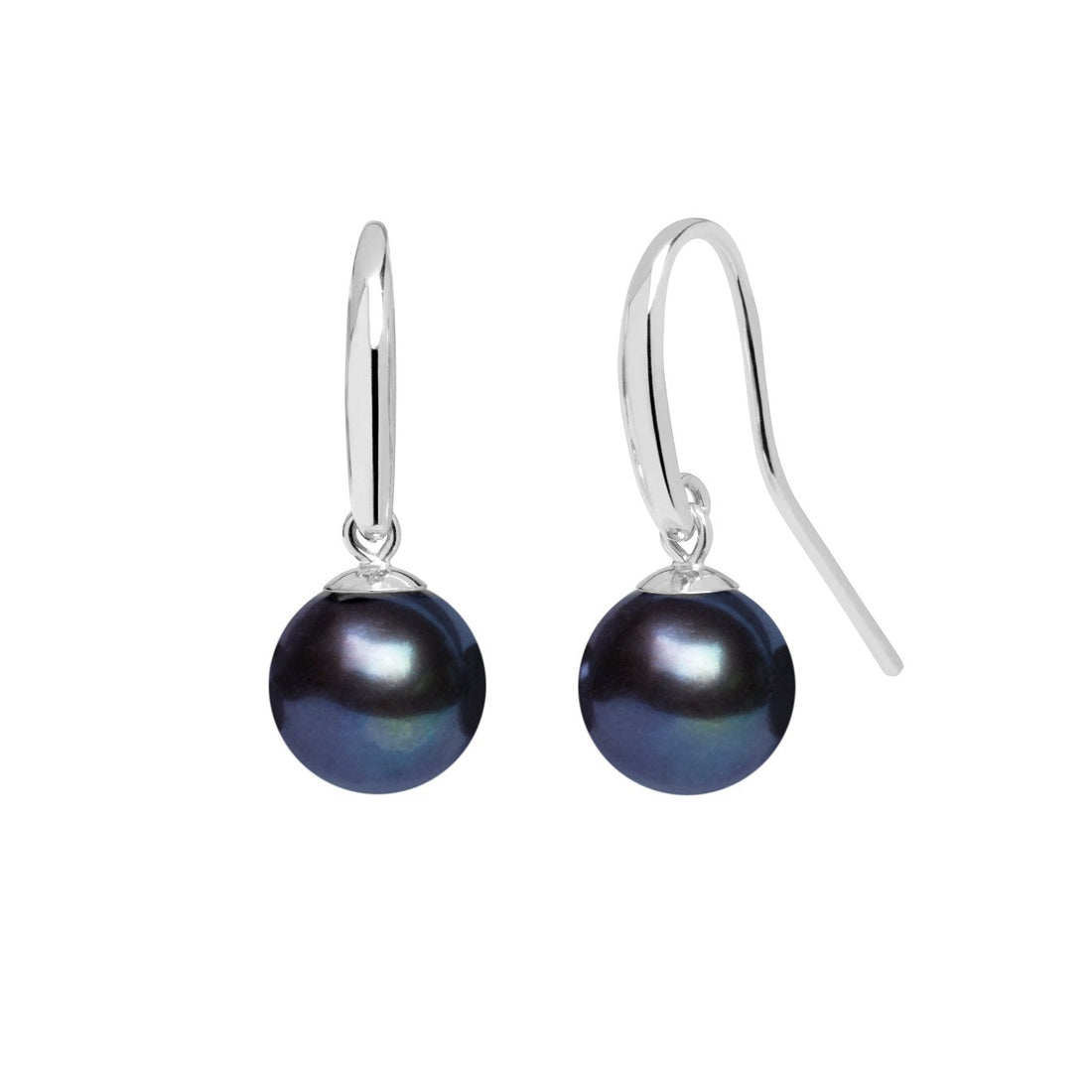 E.C.One black pearls on silver hook earrings