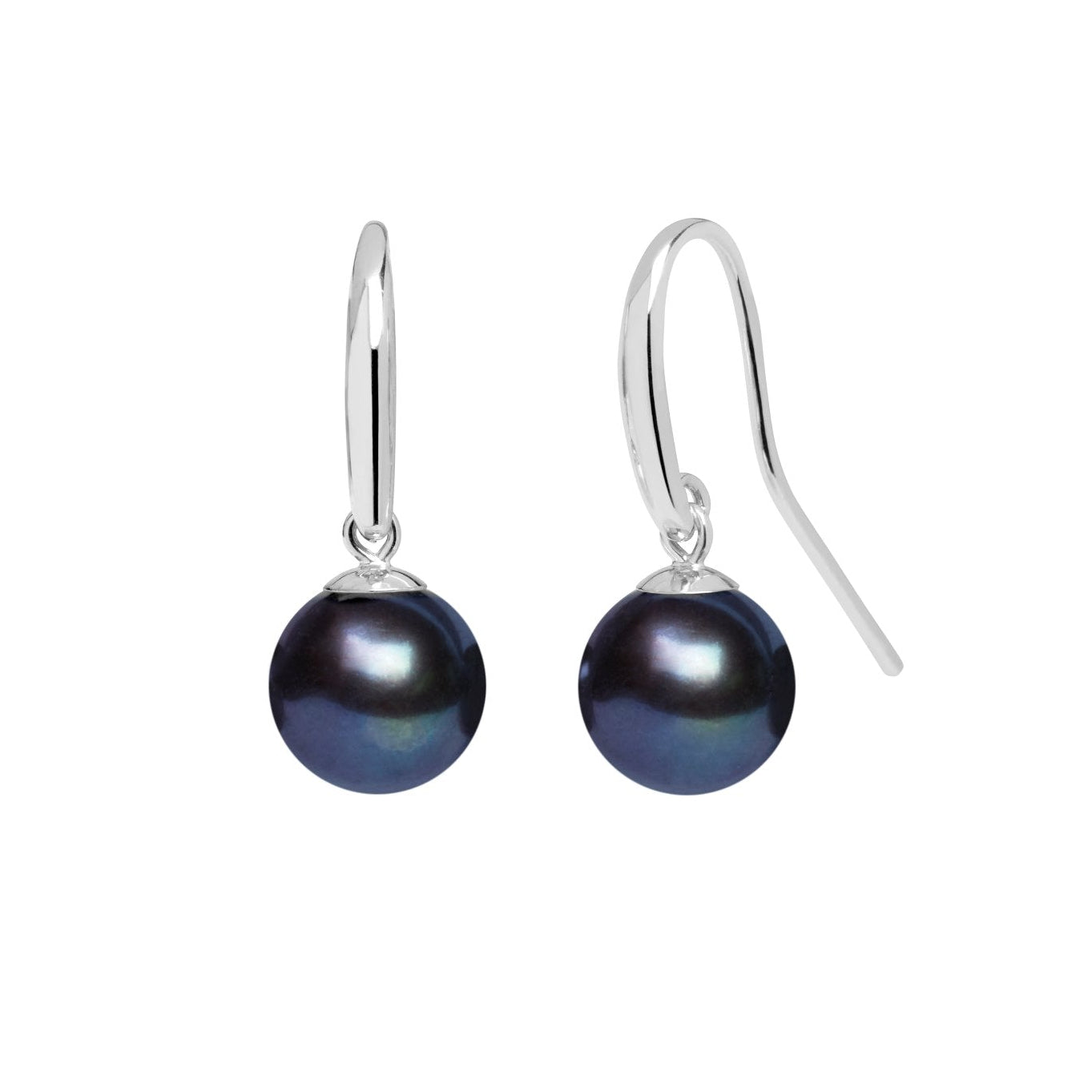 E.C.One black pearls on silver hook earrings