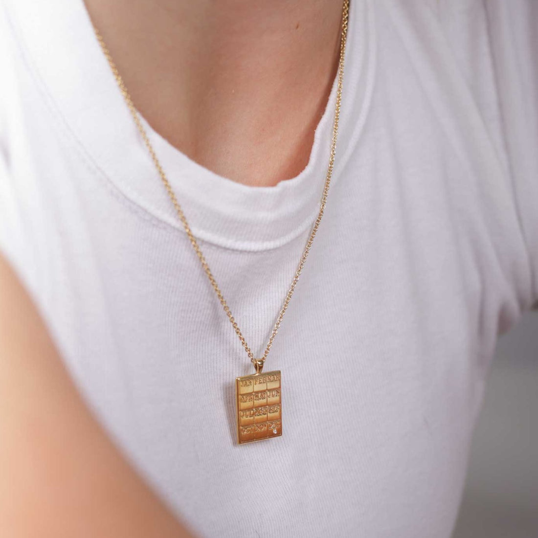 CALENDAR Necklace with Diamond Gold Plated made by EC One in London
