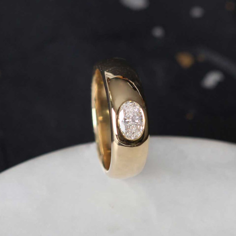 CARLEY Yellow Gold Oval Diamond Engagement Ring made by EC One London