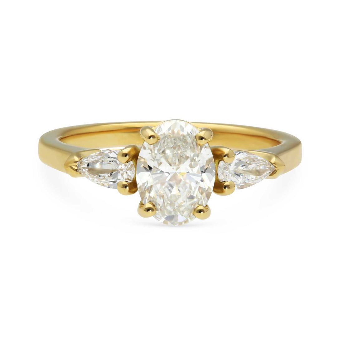 E.C.One ethical PHOEBE Diamond Trilogy recycled Yellow Gold Engagement Ring made in our B Corp London workshop