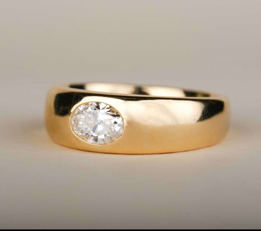CARLEY Yellow Gold Oval Diamond Engagement Ring made by EC One London