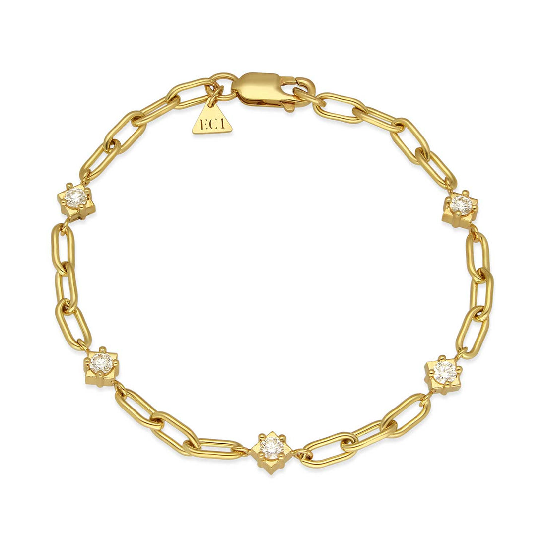 MINI Gemstone Yellow Gold Bracelet with Diamonds Made by ethical jeweller E.C.One London in our B Corp certified workshop