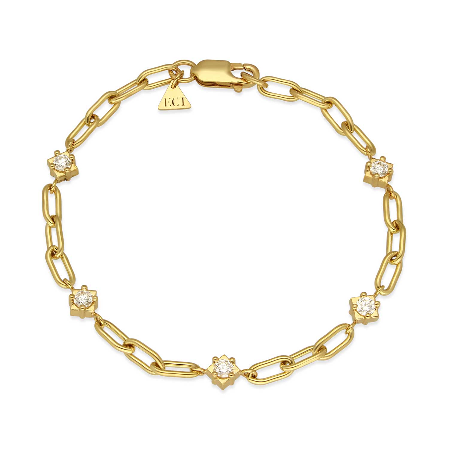 MINI Gemstone Yellow Gold Bracelet with Diamonds Made by ethical jeweller E.C.One London in our B Corp certified workshop