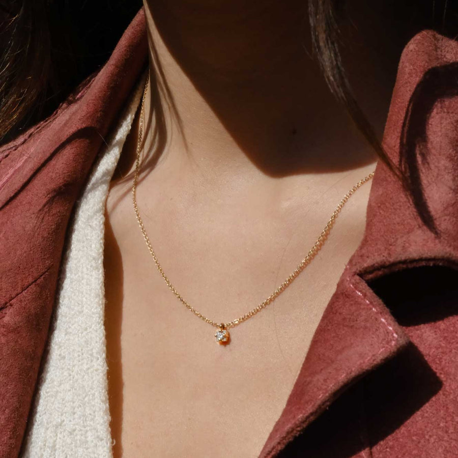 EC One Little Claw-Set Diamond in Round Pendant Yellow Gold made in our London B Corp ethical workshop