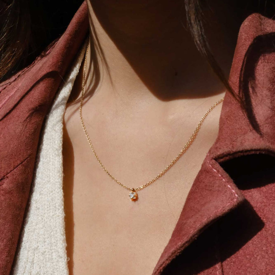 EC One Little Claw-Set Diamond in Square Pendant Yellow Gold made in our B Corp London workshop