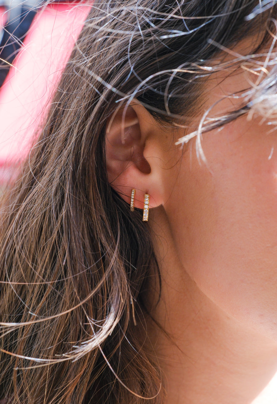 E.C. One Huggie Earrings Yellow Gold with Diamond made in our B Corp London workshop