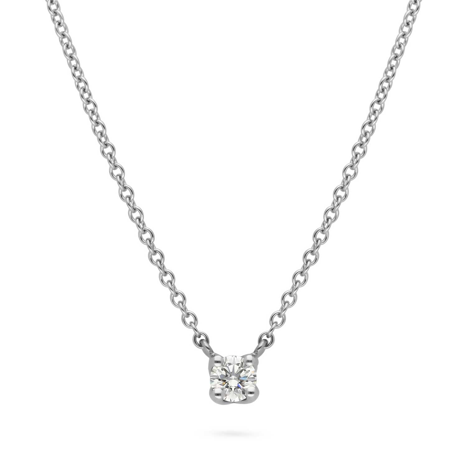 SOLITAIRE Round Diamond Pendant Necklace in Platinum