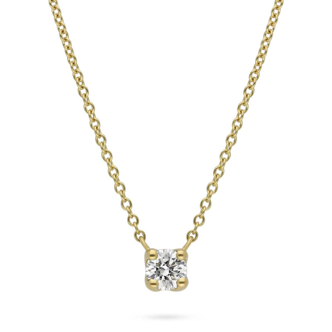 EC One SOLITAIRE Round Diamond Pendant Necklace in recycled Yellow Gold made in our B Corp London workshop