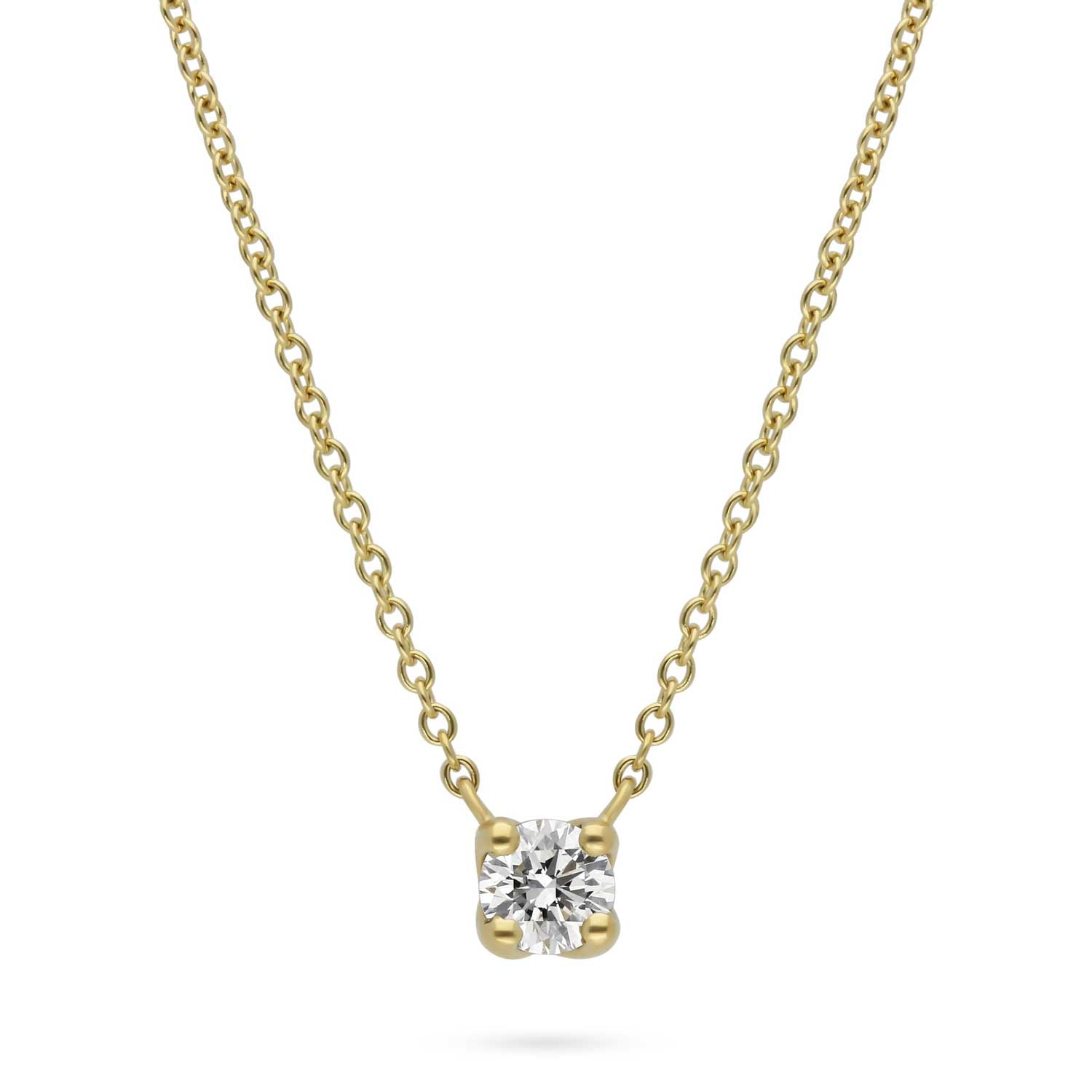 EC One SOLITAIRE Round Diamond Pendant Necklace in recycled Yellow Gold made in our B Corp London workshop