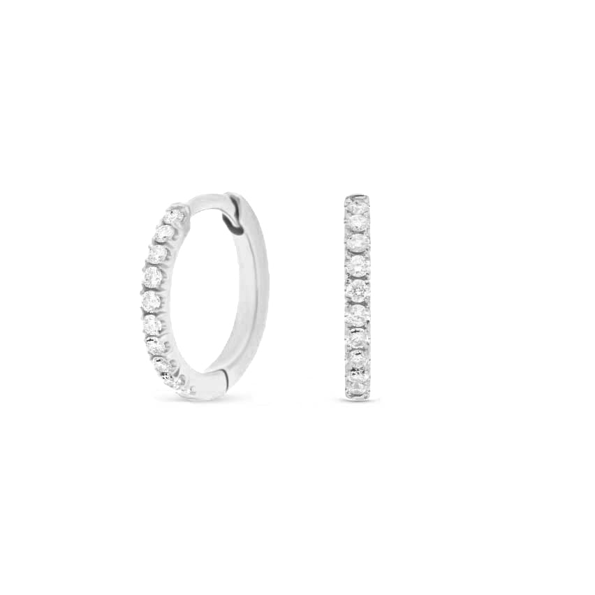 E.C.One Pair Huggie Earrings White Gold with Diamonds
