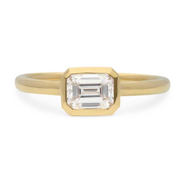 E.C. One AVA Yellow Gold Emerald Cut Diamond Engagement Ring made in recycled yellow gold in our London B Corp workshop