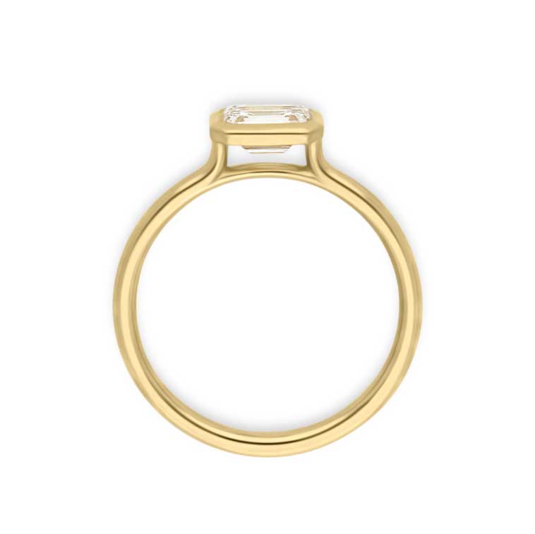 E.C.One AVA Yellow Gold Emerald Cut Diamond Engagement Ring hand made in our B Corp London workshop