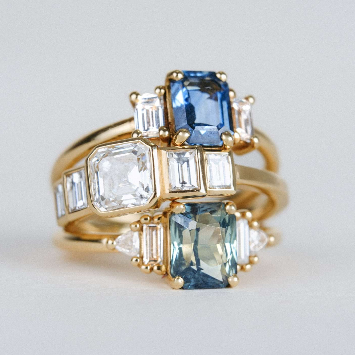 EC one EVELYN Deco Diamond Yellow Gold Engagement Ring made by hand in our London B Corp workshop