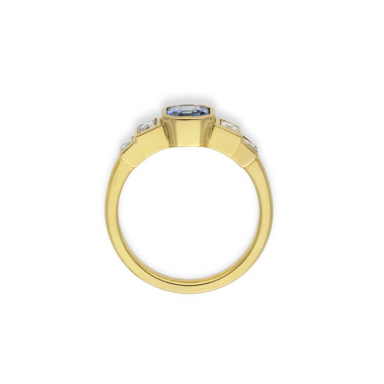 EC one ethical EVELYN Deco Octagon Blue Sapphire Yellow Gold Engagement Ring