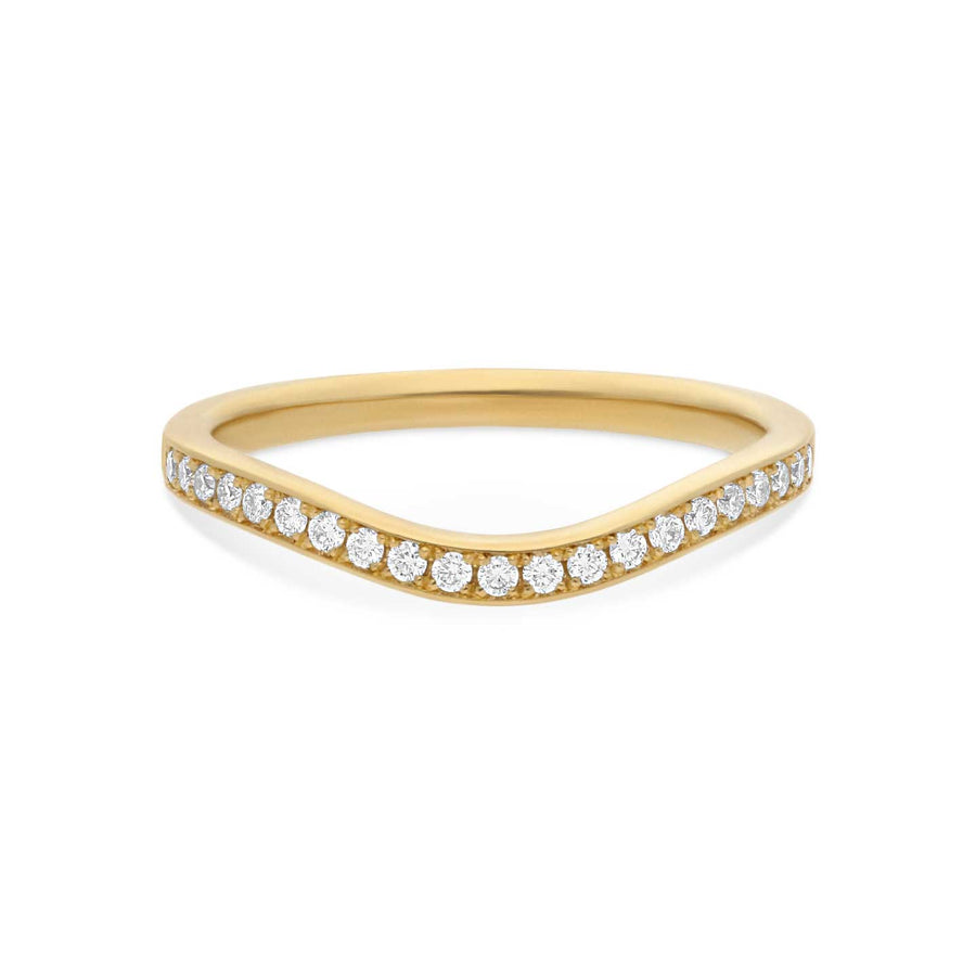 E.C. One Curved pave Diamond Half Eternity Ring Yellow recycled Gold made in our B Corp London workshop