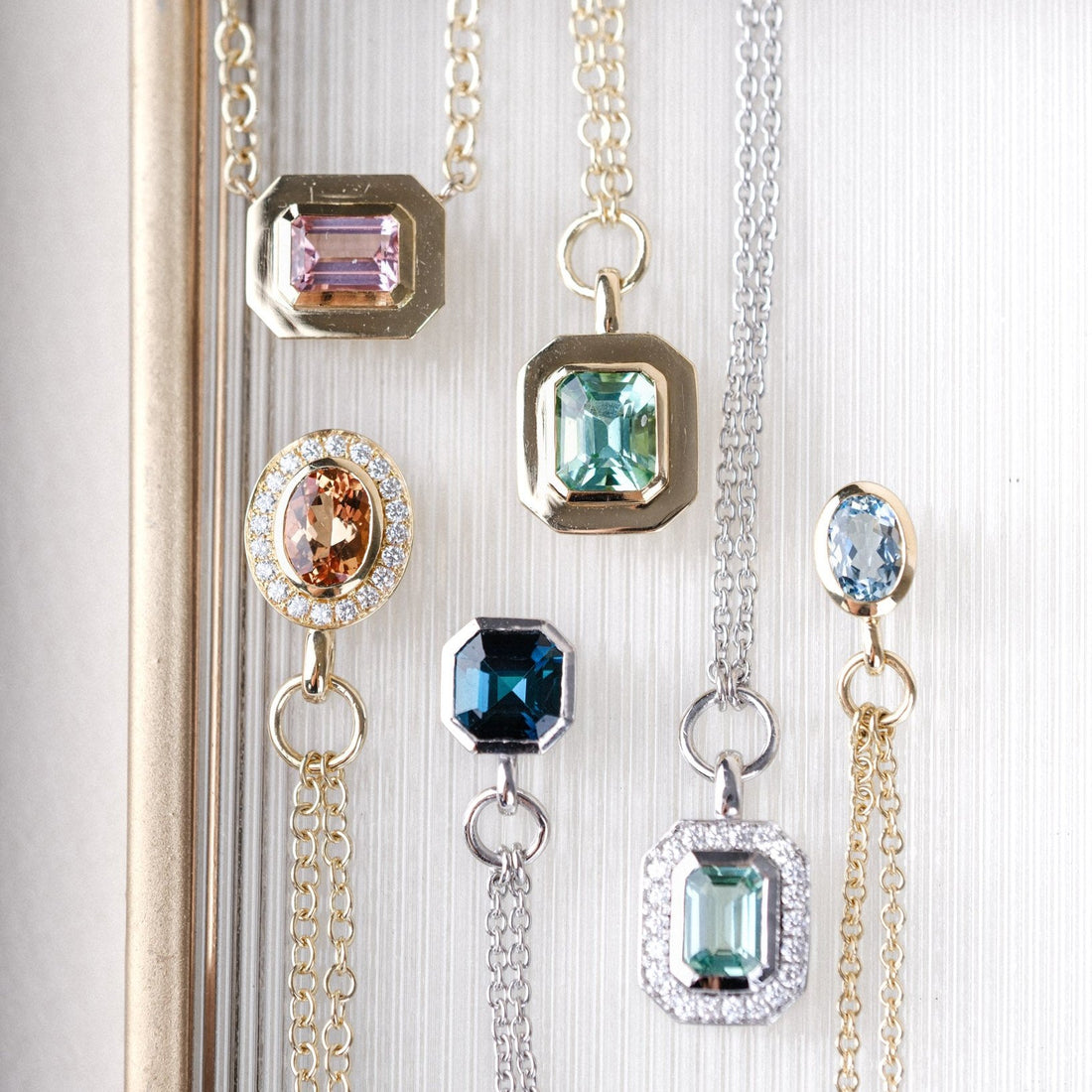 FRAME Large Framed Golden Topaz Gold Necklace with Diamond Halo