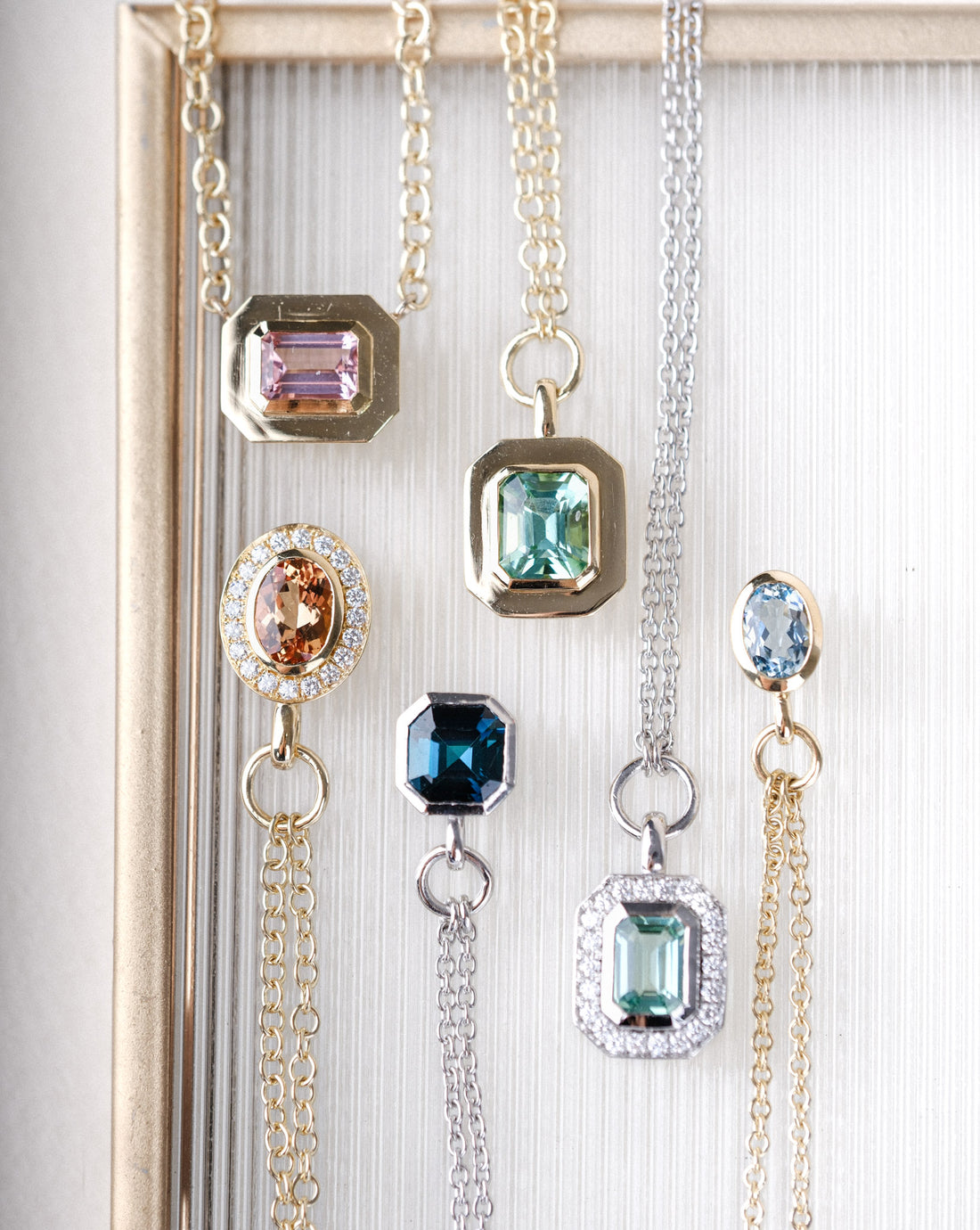 FRAME Large Framed Pink Tourmaline Gold Necklace