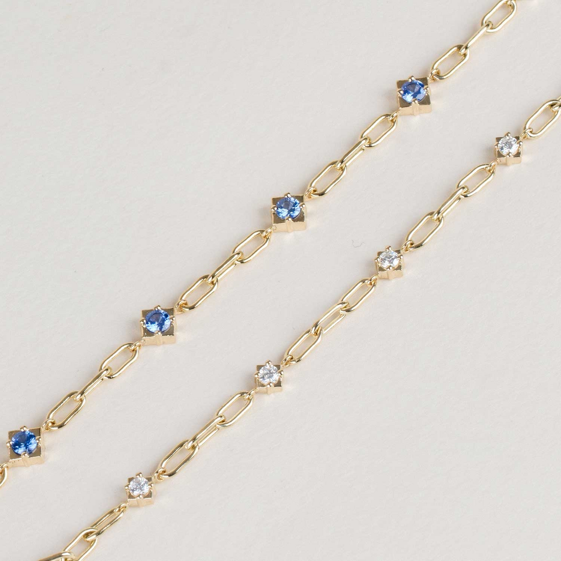 MIDI Gemstone Yellow Gold Bracelet with Blue Sapphires Made by ethical jeweller E.C.One London in our B Corp certified workshop