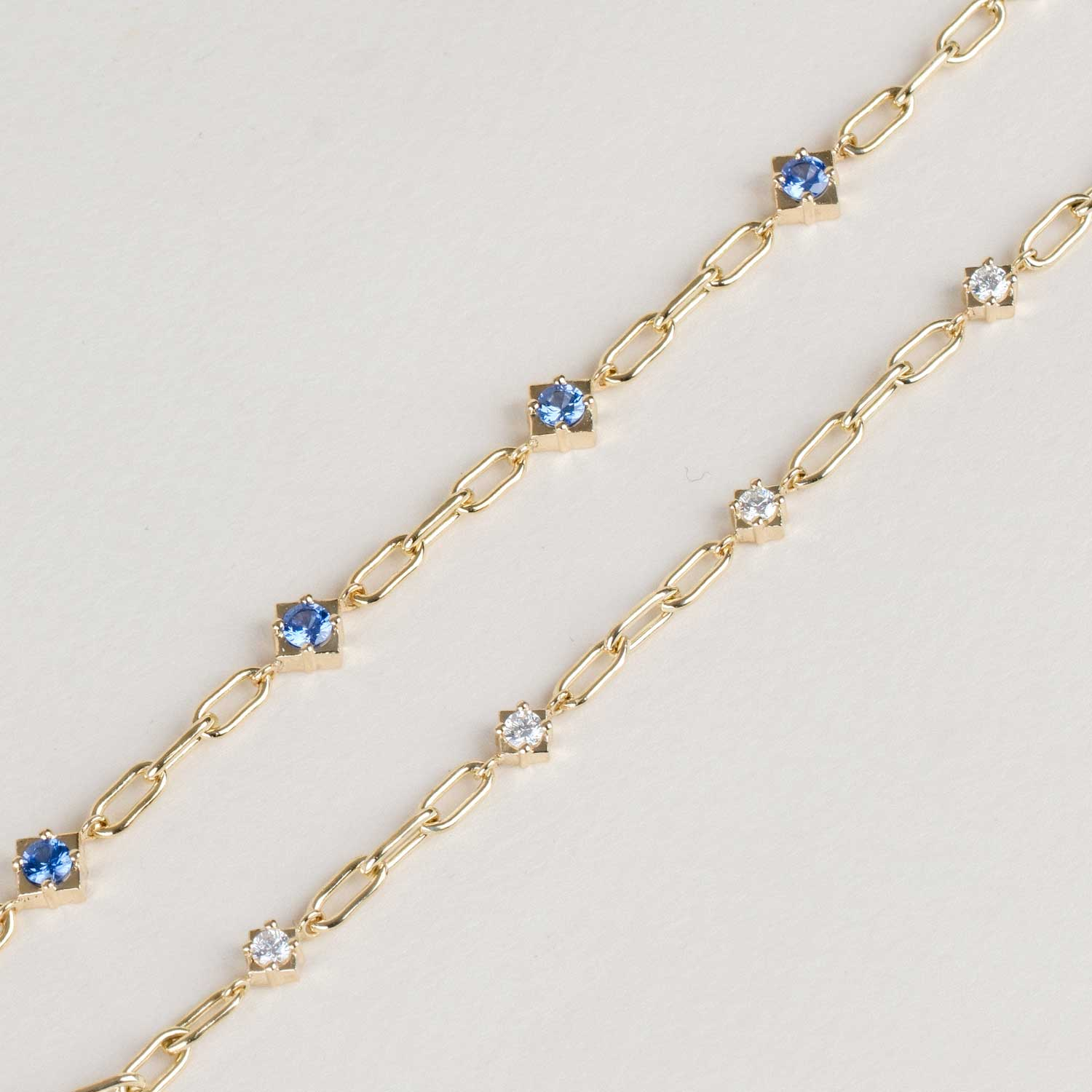 MIDI Gemstone Yellow Gold Bracelet with Blue Sapphires Made by ethical jeweller E.C.One London in our B Corp certified workshop