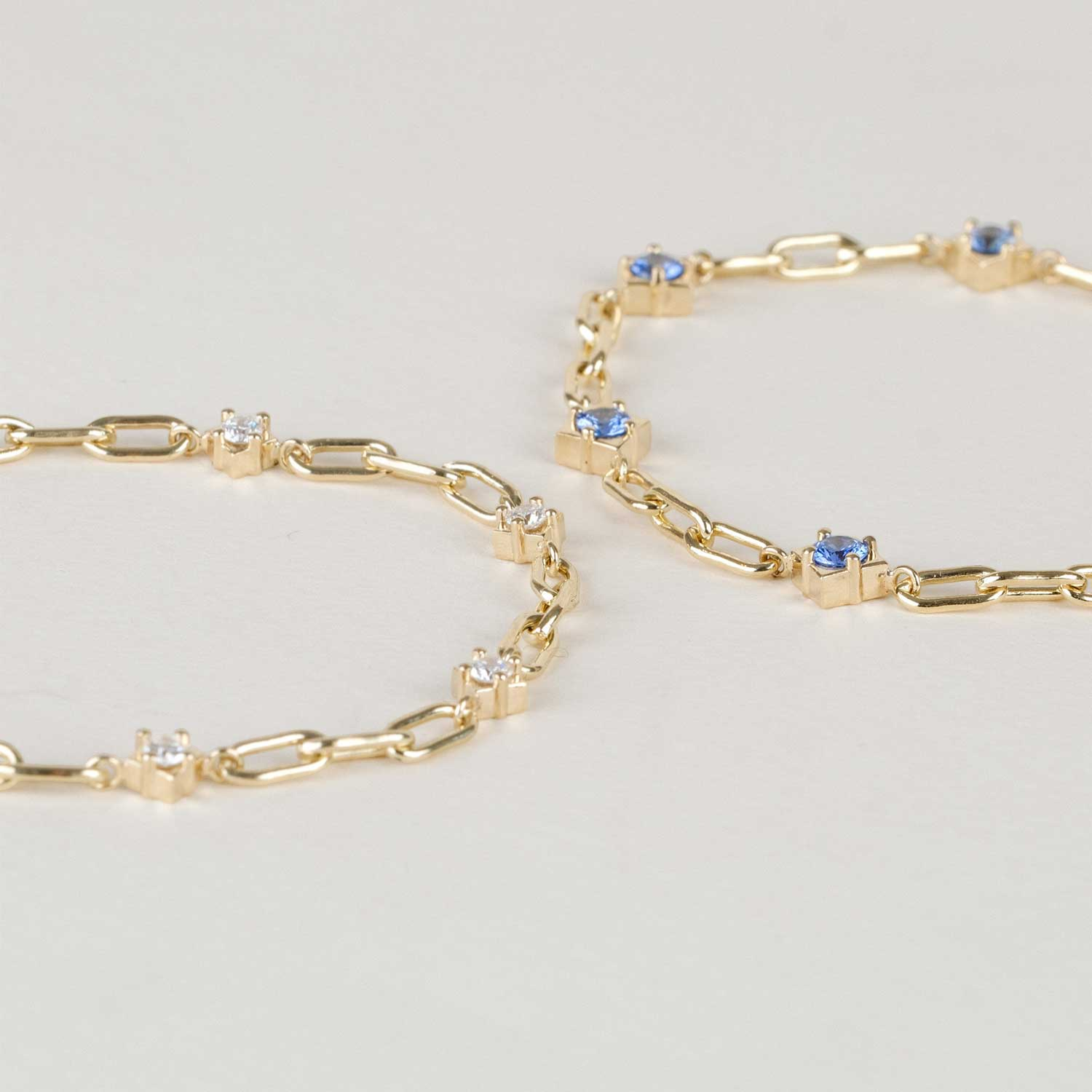MIDI Gemstone Yellow Gold Bracelet with Blue Sapphires Made by ethical jeweller E.C.One London in our B Corp certified workshop