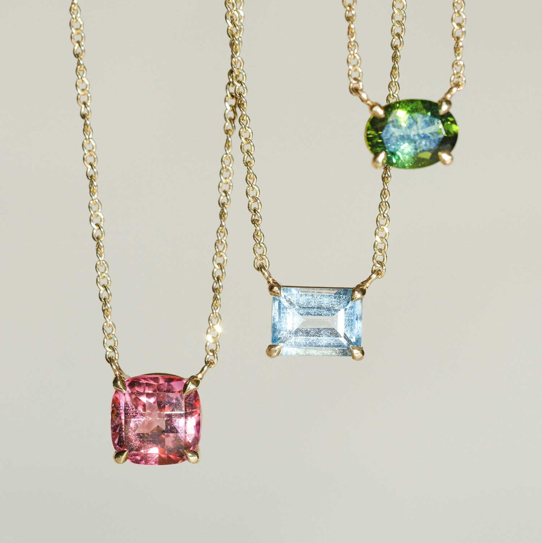 E.C.One ethical aqua Pendant Necklace Yellow Gold made in our B Corp London workshop