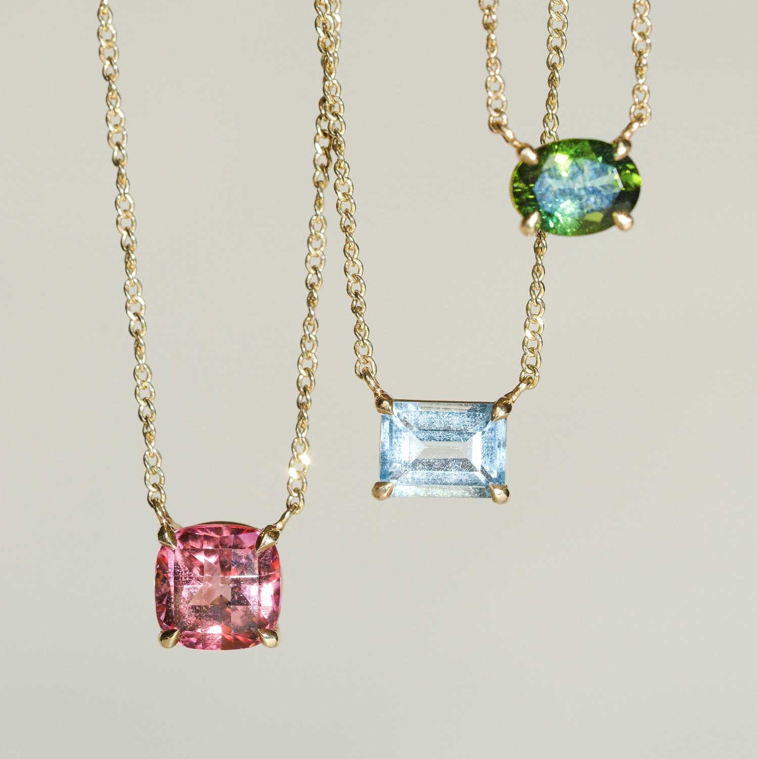E.C.One ethical aqua Pendant Necklace Yellow Gold made in our B Corp London workshop
