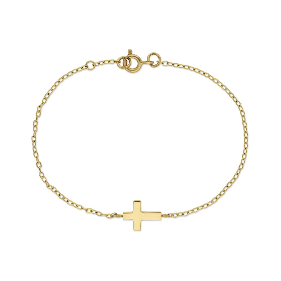 EC One Small recycled Gold Cross Bracelet made in our B Corp London workshop