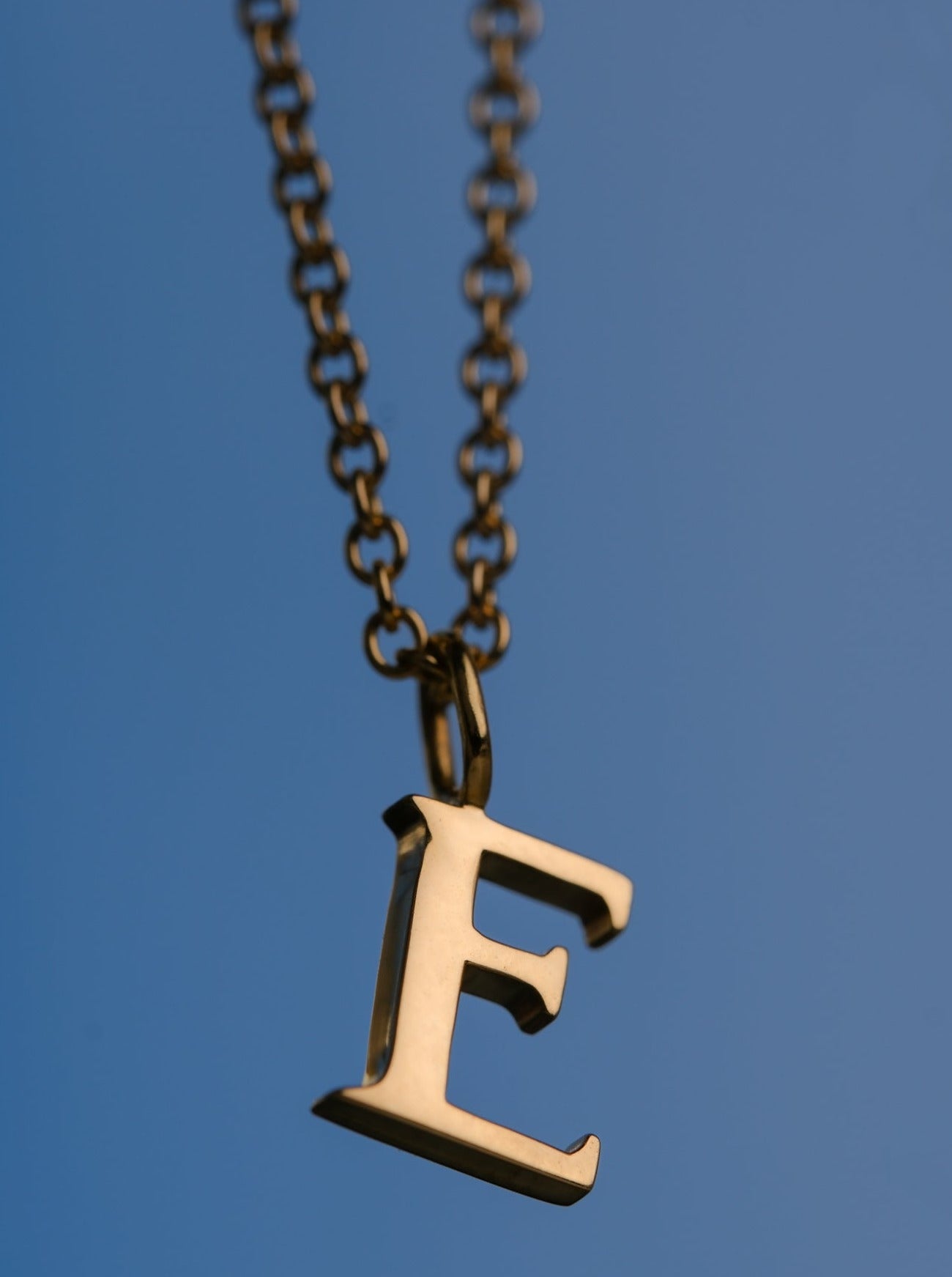 EC One  Letter recycled Gold Necklace made in our London B Corp workshop