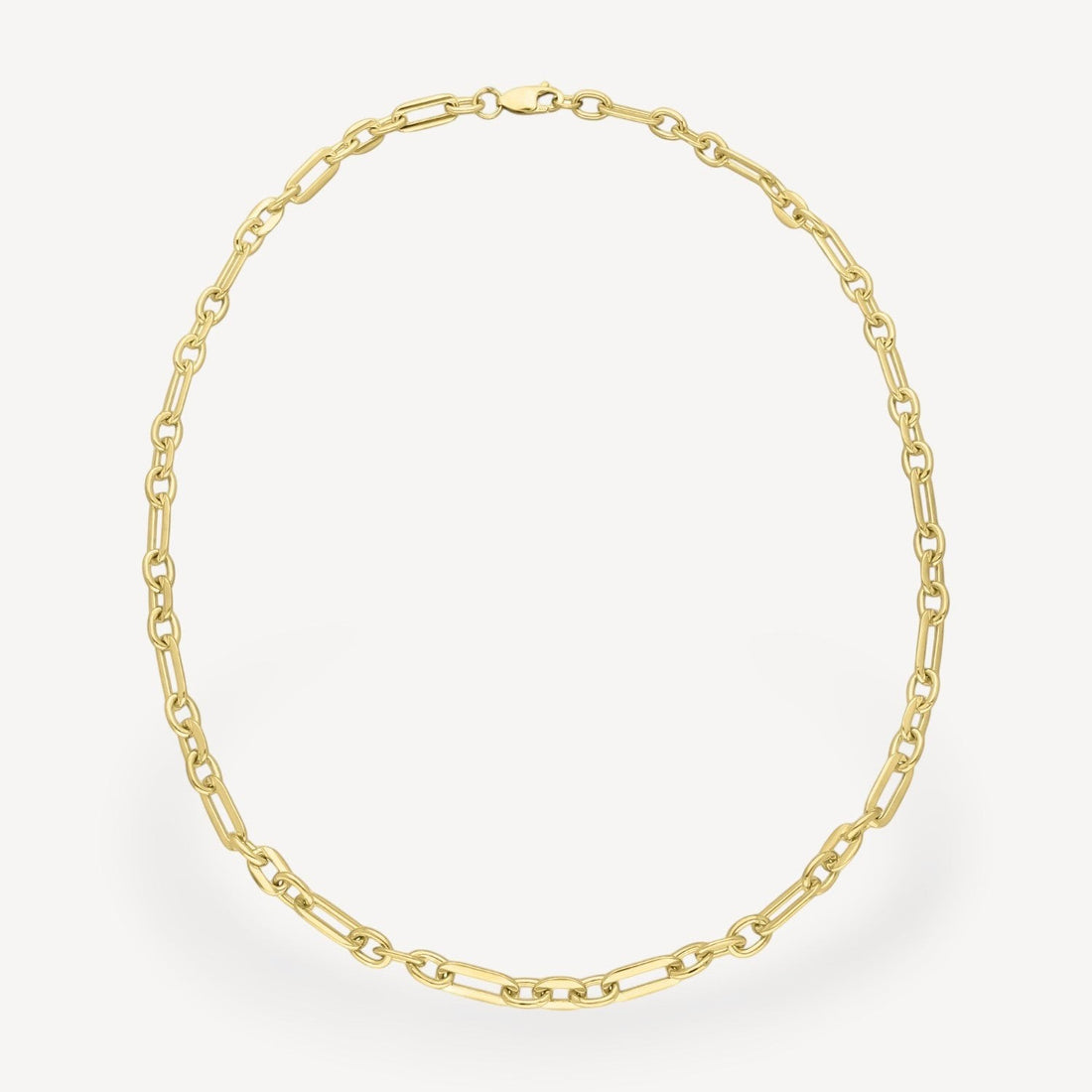 EC One heavy Figaro chain necklace crafted from gold-plated recycled silver on a white background.