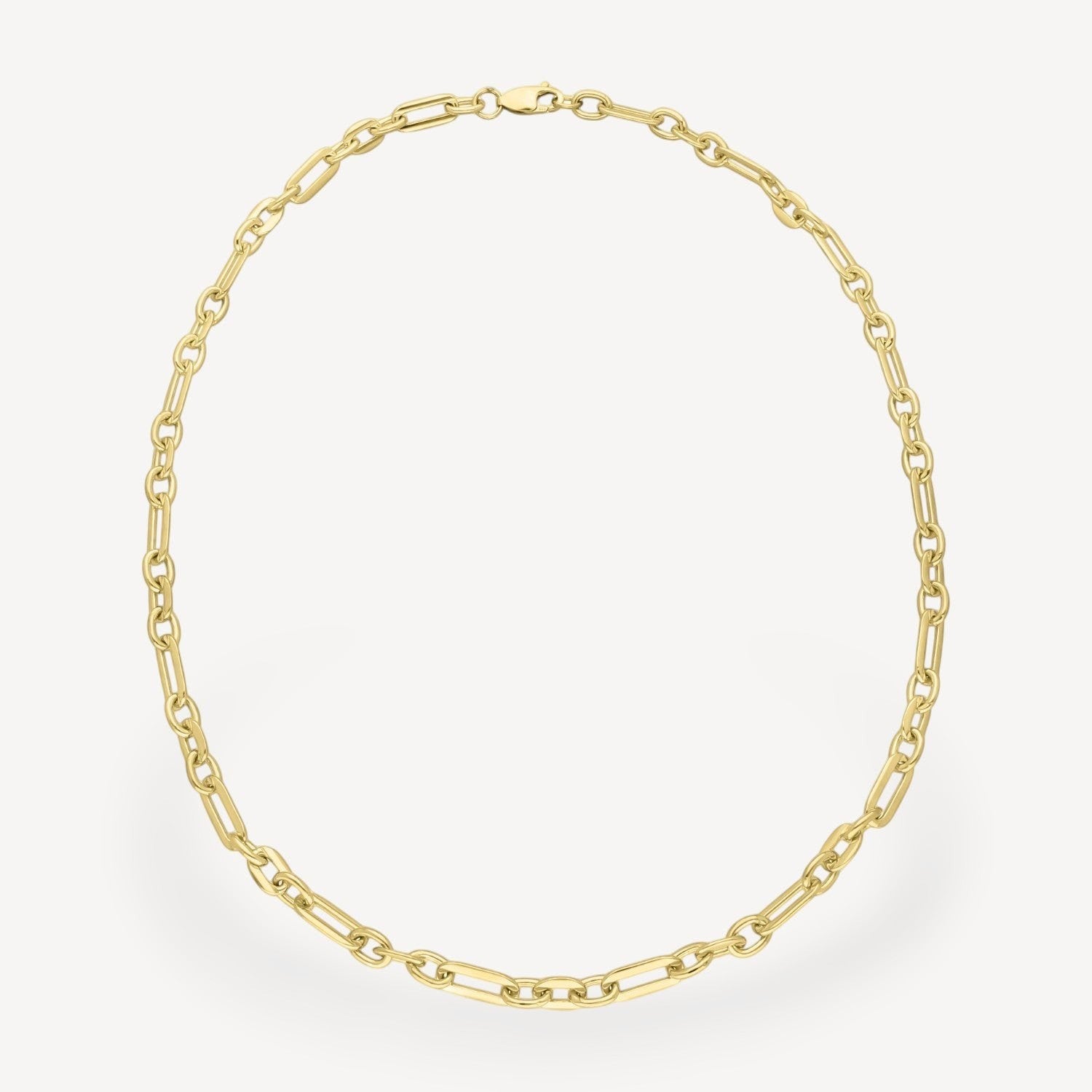 EC One heavy Figaro chain necklace crafted from gold-plated recycled silver on a white background.