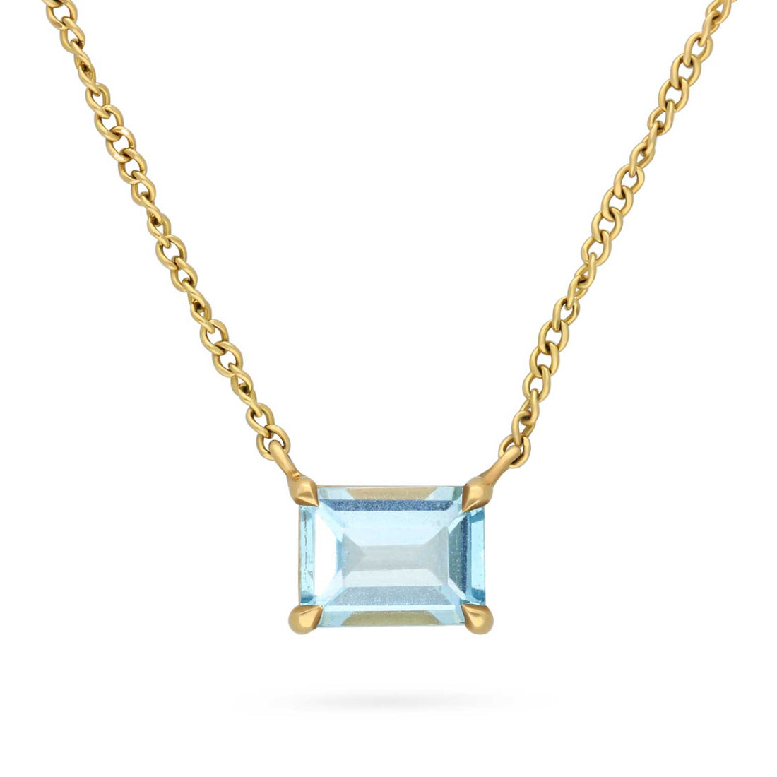 E.C.One ethical aqua Pendant Necklace Yellow Gold made in our B Corp London workshop