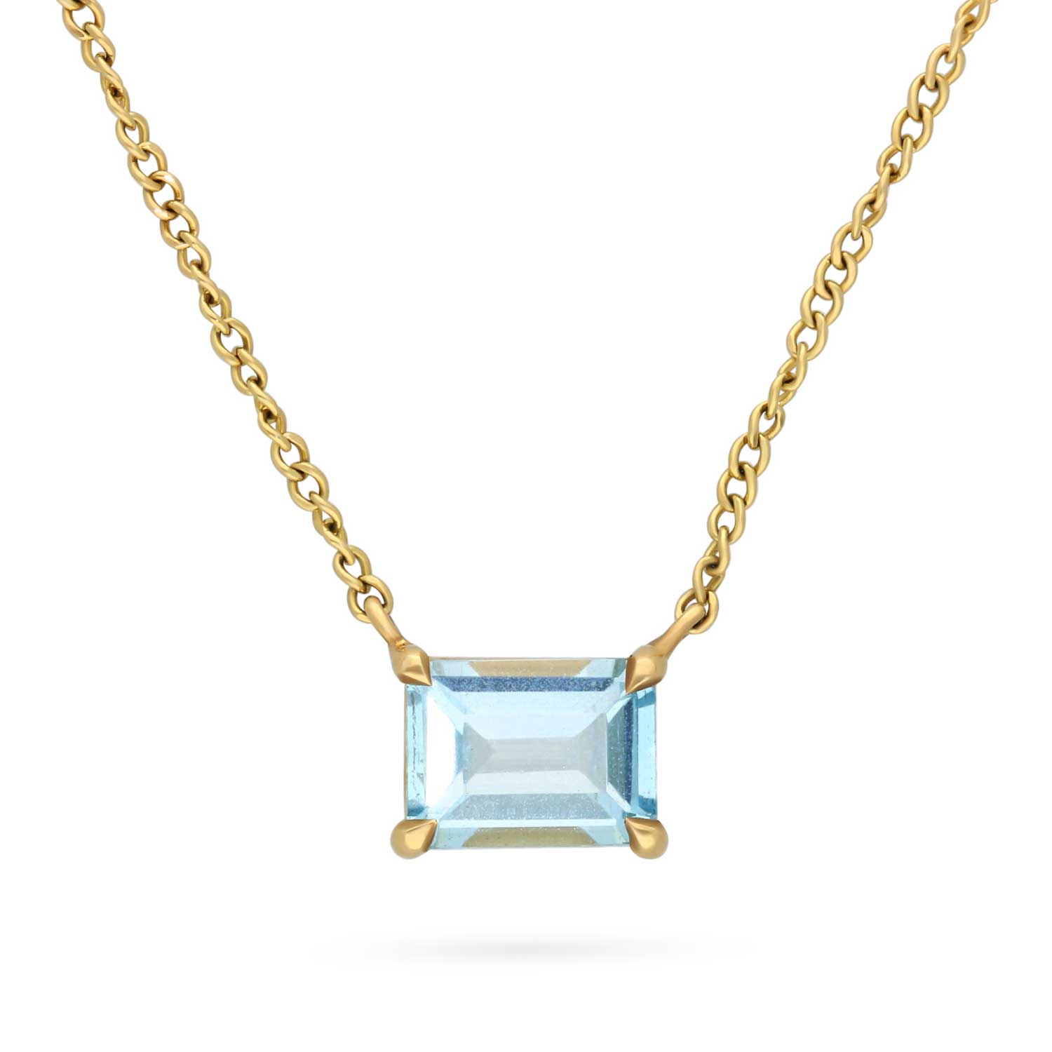 E.C.One ethical aqua Pendant Necklace Yellow Gold made in our B Corp London workshop