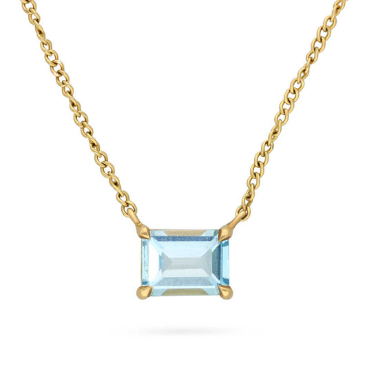 E.C.One ethical aqua Pendant Necklace Yellow Gold made in our B Corp London workshop