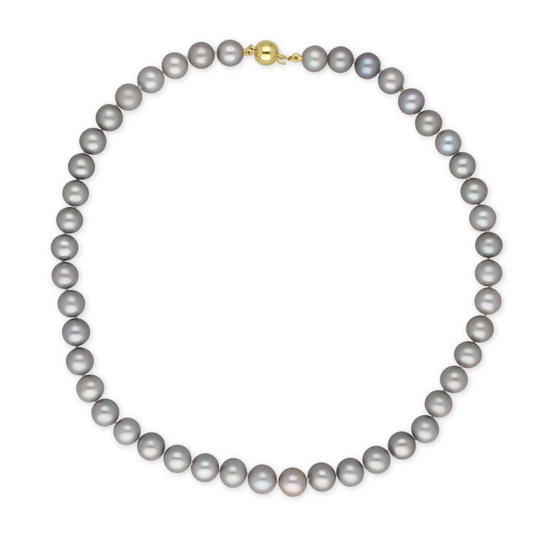 Grey Freshwater Pearl Necklace with gold Catch at ethical B Corp jeweller E.C.One London